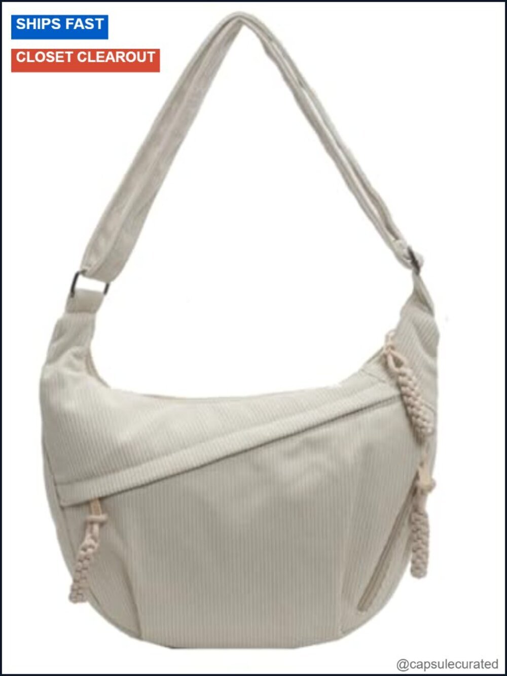 Retro Nylon Canvas Crescent Shoulder Bag Corduroy Hobo Crossbody Purse Unisex